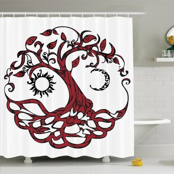 Ambesonne Bath Shower Curtain Day Night Celtic Tree Of Life